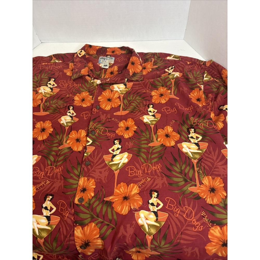 Hawaiian Big and Tall Men's 5xl Button Up Martini Shirt Short Sleeve Big Dog